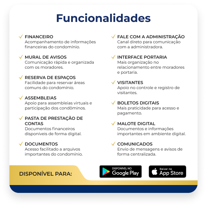Funcionalidades do aplicativo i9AdmBens
